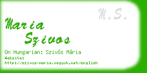 maria szivos business card